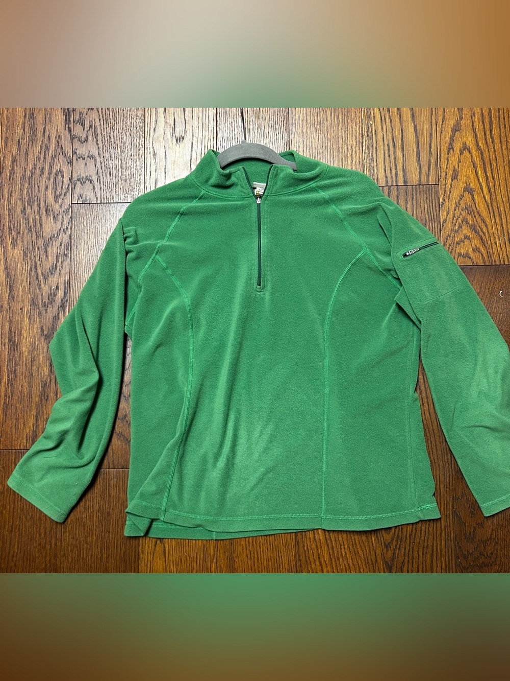 L.L.Bean Women’s Large Green Quarter Zip Fleece Pullover Hiking Outdoor